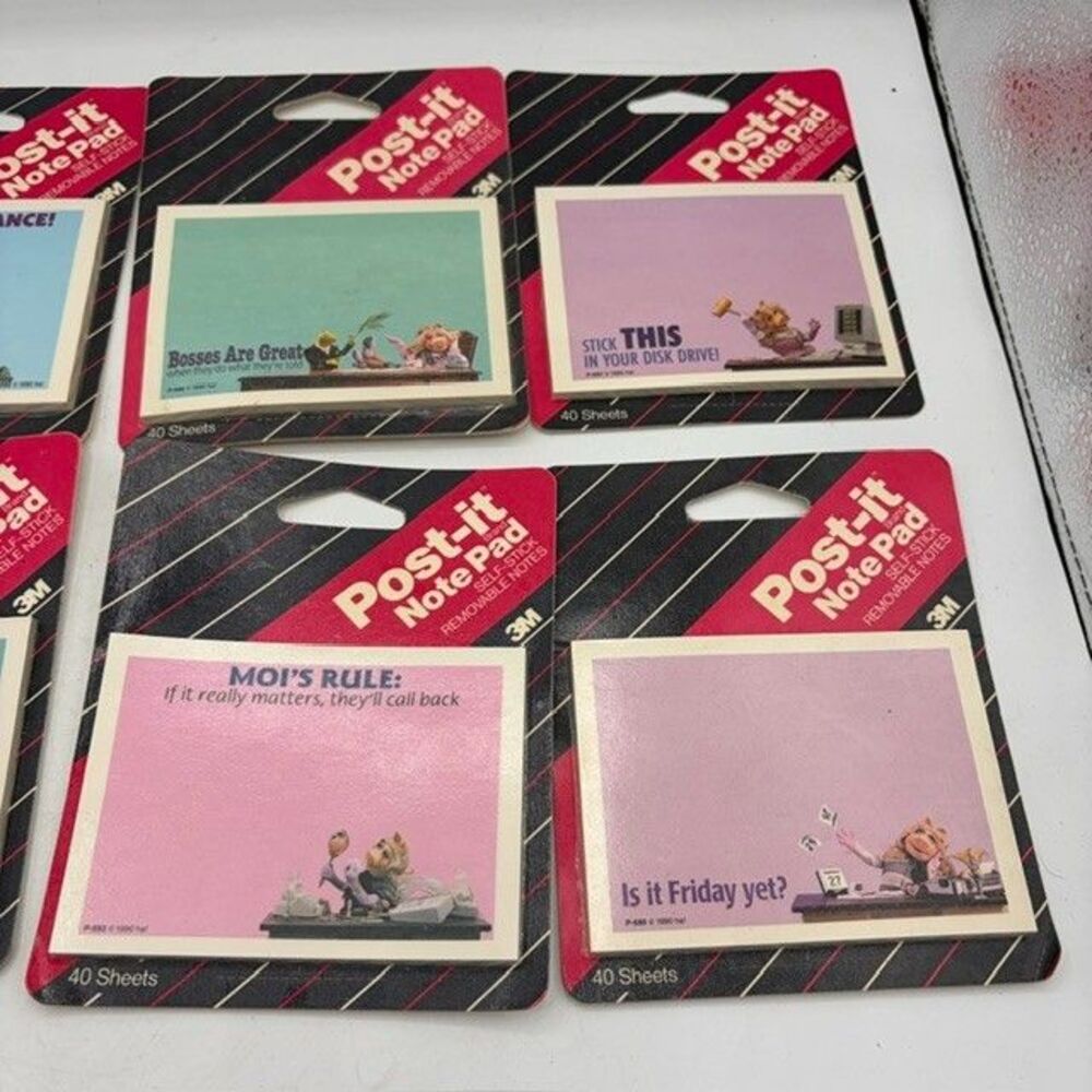 Lot of 8 Vintage 1990 Miss Piggy Muppets Post It Note Pads New Sealed